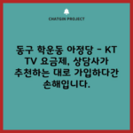 동구 학운동 아정당 – KT TV 요금제, 상담사가 추천하는 대로 가입하다간 손해입니다.