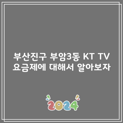 부산진구 부암3동 KT TV 요금제에 대해서 알아보자