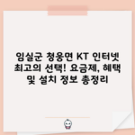 임실군 청웅면 KT 인터넷 최고의 선택! 요금제, 혜택 및 설치 정보 총정리