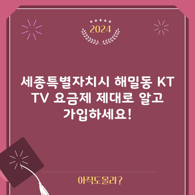 세종특별자치시 해밀동 KT TV 요금제 제대로 알고 가입하세요!