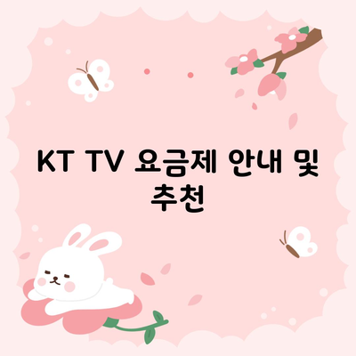 KT TV 요금제 안내 및 추천