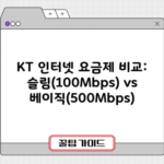 KT 인터넷 요금제 비교: 슬림(100Mbps) vs 베이직(500Mbps)