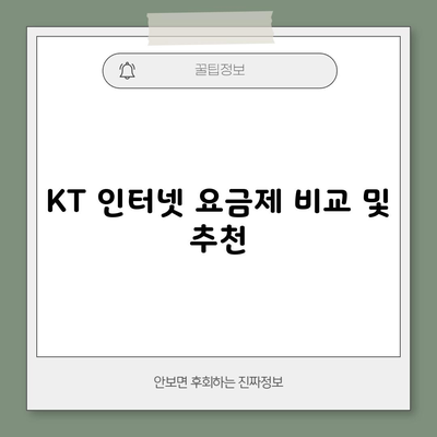 KT 인터넷 요금제 비교 및 추천