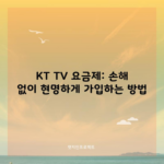 KT TV 요금제: 손해 없이 현명하게 가입하는 방법