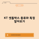 KT 셋톱박스 종류와 특징 알아보기