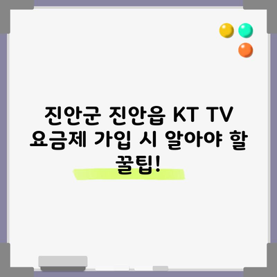 진안군 진안읍 KT TV 요금제 가입 시 알아야 할 꿀팁!