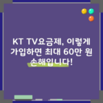 KT TV요금제, 이렇게 가입하면 최대 60만 원 손해입니다!