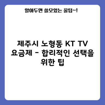 제주시 노형동 KT TV 요금제 – 합리적인 선택을 위한 팁