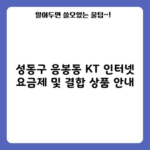 성동구 응봉동 KT 인터넷 요금제 및 결합 상품 안내