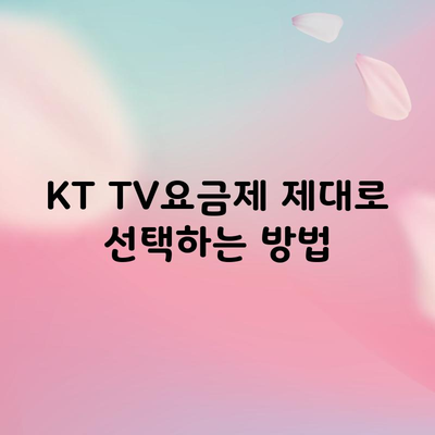 KT TV요금제 제대로 선택하는 방법