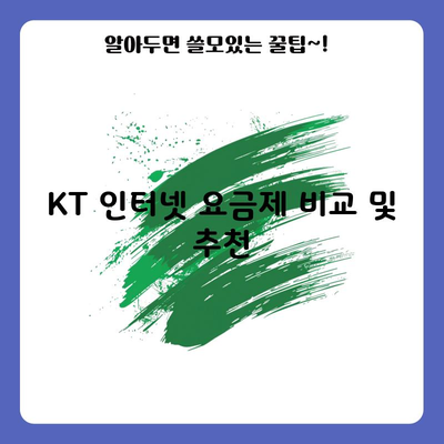 KT 인터넷 요금제 비교 및 추천