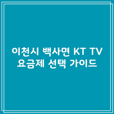 이천시 백사면 KT TV 요금제 선택 가이드