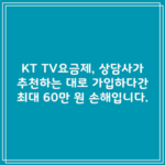 KT TV요금제, 상담사가 추천하는 대로 가입하다간 최대 60만 원 손해입니다.