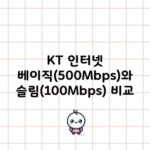 KT 인터넷 베이직(500Mbps)와 슬림(100Mbps) 비교