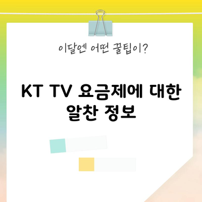 KT TV 요금제에 대한 알찬 정보