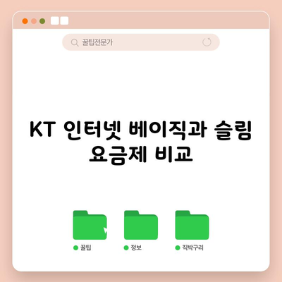 KT 인터넷 베이직과 슬림 요금제 비교