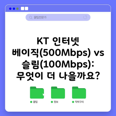 KT 인터넷 베이직(500Mbps) vs 슬림(100Mbps): 무엇이 더 나을까요?