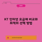 KT 인터넷 요금제 비교와 최적의 선택 방법