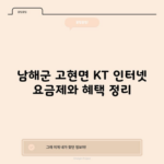 남해군 고현면 KT 인터넷 요금제와 혜택 정리