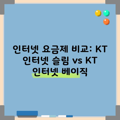 인터넷 요금제 비교: KT 인터넷 슬림 vs KT 인터넷 베이직