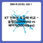 KT 인터넷 요금제 비교 – 슬림(100Mbps) vs 베이직(500Mbps)