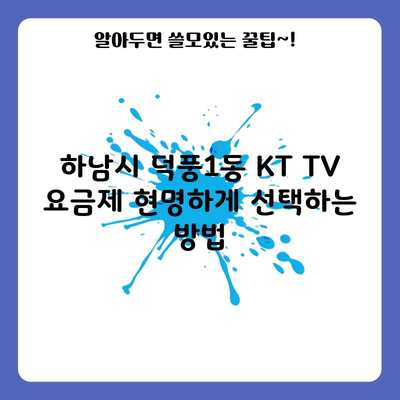 하남시 덕풍1동 KT TV 요금제 현명하게 선택하는 방법