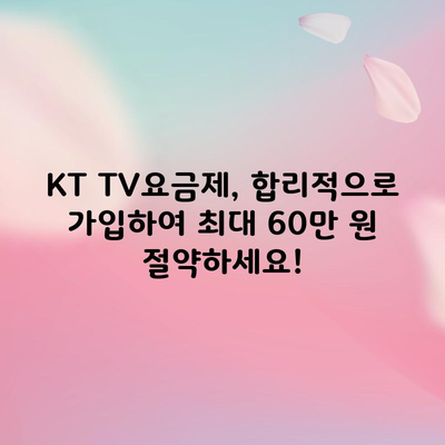 KT TV요금제, 합리적으로 가입하여 최대 60만 원 절약하세요!