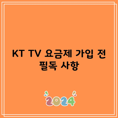 KT TV 요금제 가입 전 필독 사항