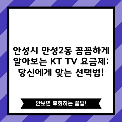 안성시 안성2동 꼼꼼하게 알아보는 KT TV 요금제: 당신에게 맞는 선택법!