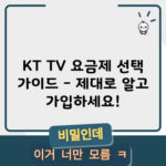 KT TV 요금제 선택 가이드 – 제대로 알고 가입하세요!