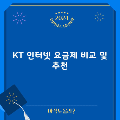 KT 인터넷 요금제 비교 및 추천