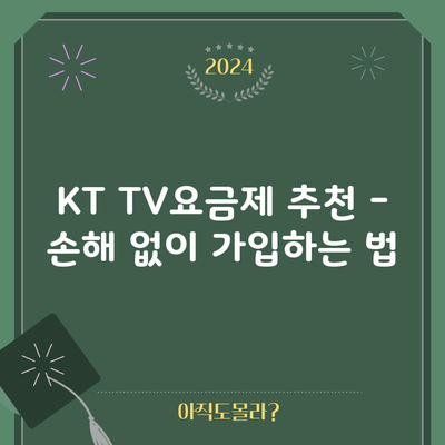 KT TV요금제 추천 – 손해 없이 가입하는 법