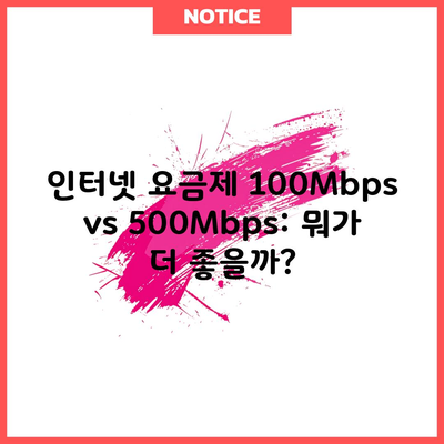 인터넷 요금제 100Mbps vs 500Mbps: 뭐가 더 좋을까?