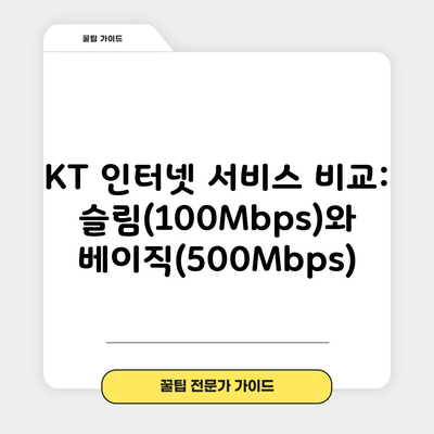 KT 인터넷 서비스 비교: 슬림(100Mbps)와 베이직(500Mbps)