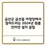 금산군 금산읍 아정당에서 알려드리는 2024년 원룸 인터넷 설치 꿀팁