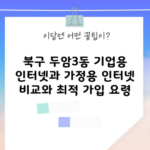 북구 두암3동 기업용 인터넷과 가정용 인터넷 비교와 최적 가입 요령