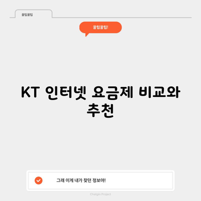 KT 인터넷 요금제 비교와 추천