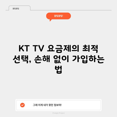 KT TV 요금제의 최적 선택, 손해 없이 가입하는 법