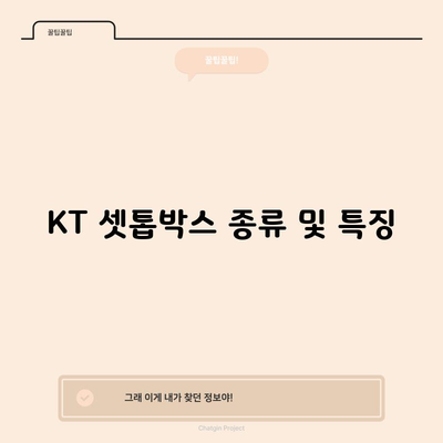 KT 셋톱박스 종류 및 특징