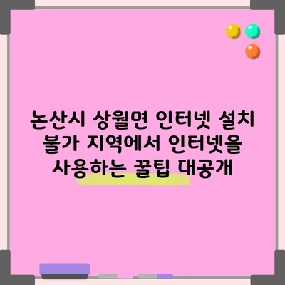 논산시 상월면 인터넷 설치 불가 지역에서 인터넷을 사용하는 꿀팁 대공개