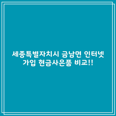 세종특별자치시 금남면 인터넷 가입 현금사은품 비교!!