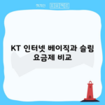 KT 인터넷 베이직과 슬림 요금제 비교