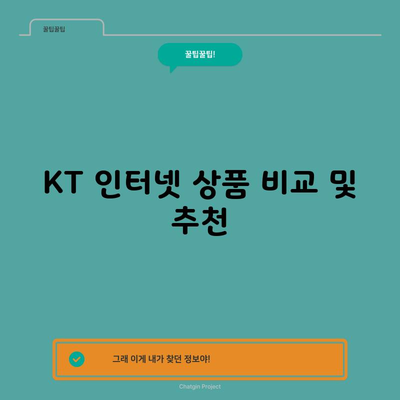 KT 인터넷 상품 비교 및 추천