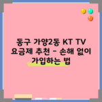 동구 가양2동 KT TV 요금제 추천 – 손해 없이 가입하는 법