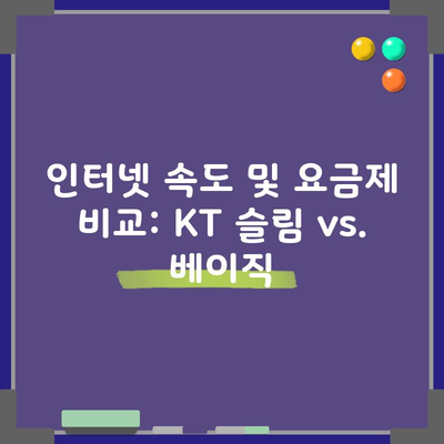 인터넷 속도 및 요금제 비교: KT 슬림 vs. 베이직