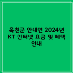 옥천군 안내면 2024년 KT 인터넷 요금 및 혜택 안내