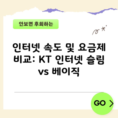 인터넷 속도 및 요금제 비교: KT 인터넷 슬림 vs 베이직