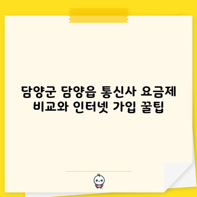 담양군 담양읍 통신사 요금제 비교와 인터넷 가입 꿀팁