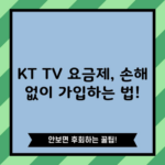 KT TV 요금제, 손해 없이 가입하는 법!