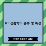 KT 셋톱박스 종류 및 특징